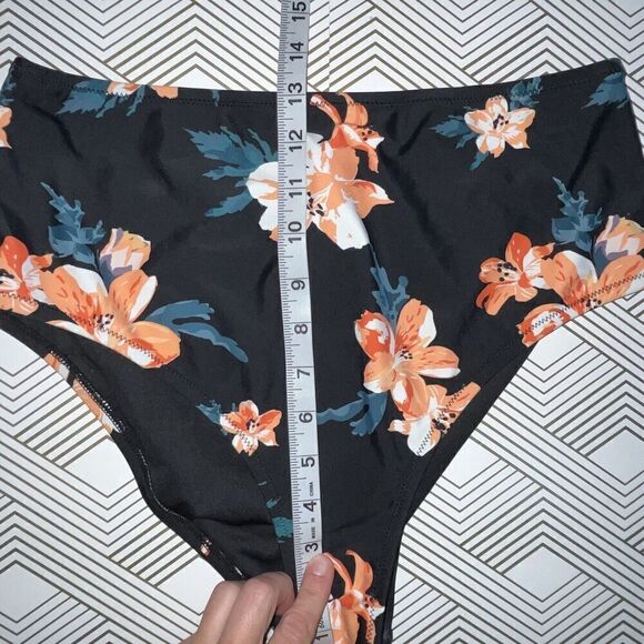 Cupshe Women's Bikini Bottom Size Large Black Multicolor Floral Print Swimwear‎ - Picture 6 of 6